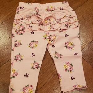 NWT Baby girl ruffle butt pink roses floral leggings size 3-6mos